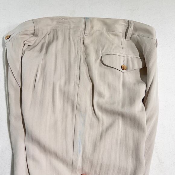 Montego Mon 100% Silk Shorts Mens 38W Beige w/ Flaw Button Pockets Golf Bermuda - Picture 4 of 12